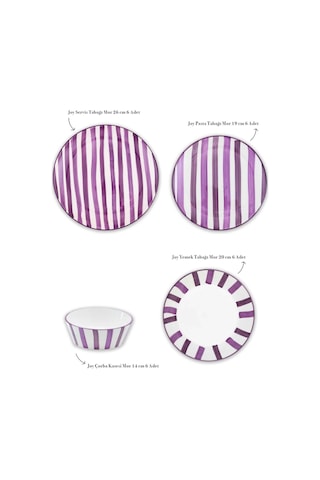 The Mia Joy Yemek Takımı 6 Kişilik 24 Parça Mor 2401 Çok Renkli