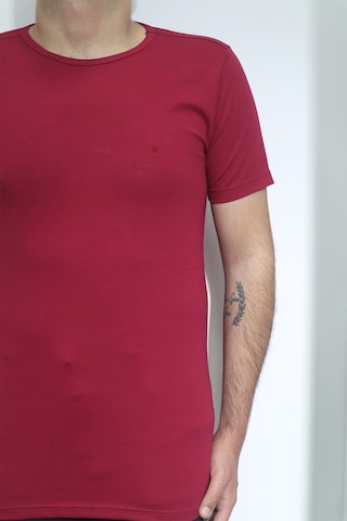 Santa Dmctekstil Erkek Düz Spor Kesim Dar Kalıp Bisiklet Yaka Basic T-shirt Bordo