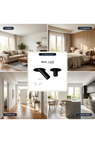 Molled Prizma Serisi 8w Trimless Sıva Altı Led Spot Siyah Kasa 2700k - Mol5002-7