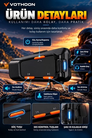 C2 4 Kişi Eşleşmeli Motosiklet Kask Kulaklığı İntercom Su Geçirmez Bt 6.0 Najmaddin 83004400