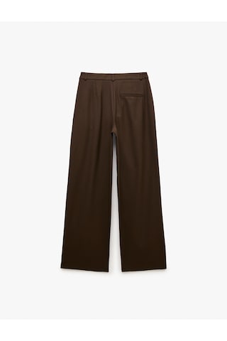 Koton Yüksek Bel Cepli Regular Fit Viskon Karışımlı Pileli Geniş Paça Pantolon Kahverengi 7wak40007uw Kahve