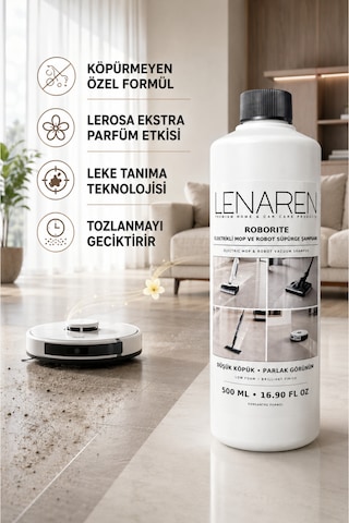 Lenaren Roborite Robot Süpürge Ve Islak Kuru Süpürge Şampuanı 500 Ml Köpürmeyen Ekstra Konsantre Formül Tekli