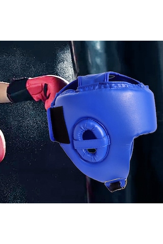 Mavi Boks Başlığı Yüz Örtüsü Tam Kapsama Kafa Dişlisi Koruyucu Koruma Görevlisi Mavi