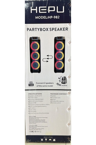 Hepu Hp-982 3x8'' Kablosuz 1 El Mikrofon Bluetooth Usb Şarjlı Rgb Işıklı Müzik Kutusu