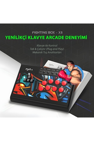 Pxn X8 Arcade Stick Oyun Kumandası Mekanik Tuşlu Vewlıx Layout Ps3 / Ps4 / Pc / Xbox / Switch Uyumlu