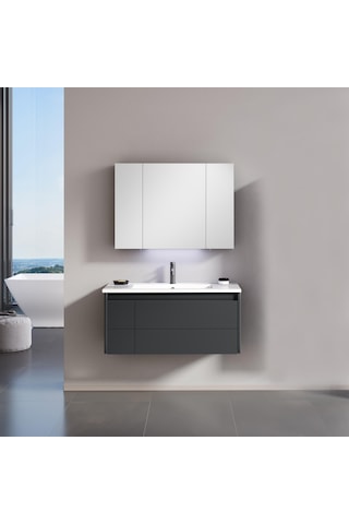 Orka Likya 100 Cm Mdf Antrasit Banyo Dolabı Alt Modül Ve Lavabo Antrasit