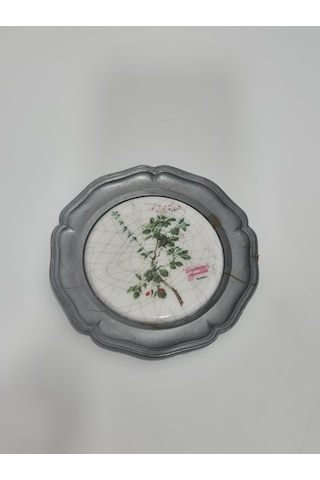 Vintage Zınn Çerçeveli Dekoratif Alıç Bitkisi Temalı Duvar Tabağı 10cm 013