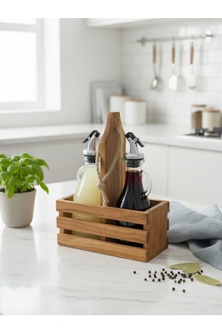 Ahşap Doğal 2li Tombul Set Yağdanlık Ve Sosluk Takımı Set Kiraz 1 Set Ahşap