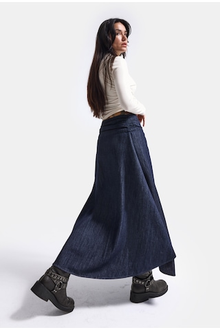Kadın İndigo 7w6-50 Relaxed Fit Maxi Denim Etek Lacivert