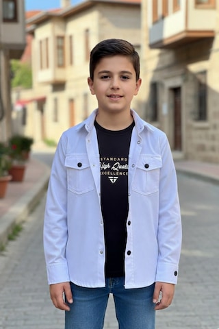 Pina Kids Erkek Çocuk Çıtçıtlı Gömlek Tişört Üst Takım Beyaz