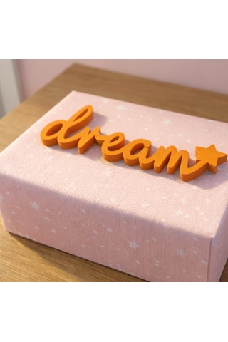Dream Yazılı Yıldızlı Dekoratif Duvar & Raf Süsü Modern Masaüstü Dekor Turuncu