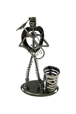 Tuba Çalan Adam Figürlü Masaüstü Metal Kalemlik 605716