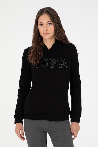 U.S. Polo Assn. Kadın Siyah Basic Kapüşonlu Sweatshirt 50296931-VR046
