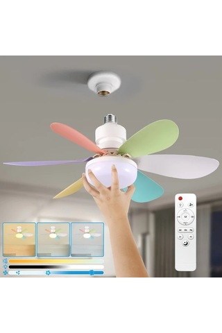 Xuweiwei Fıbrave 40w Cok Renkli 52.07 Cm 3 Hizli 3 Renkli Fan Uzaktan Kumandali Tavan Fan Isik Aparati