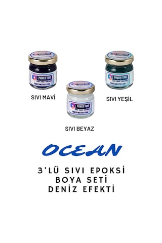 3'lü Opak Transparan Sıvı Pigment Boya Seti Epoksi Için Ocean / 3 Adet Epoksi Boyası/ Deniz