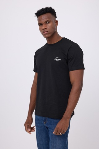 Marıne Tee Deniz Temalı Ribana Bisiklet Yaka Pamuk T-shirt-3144 SIYAH