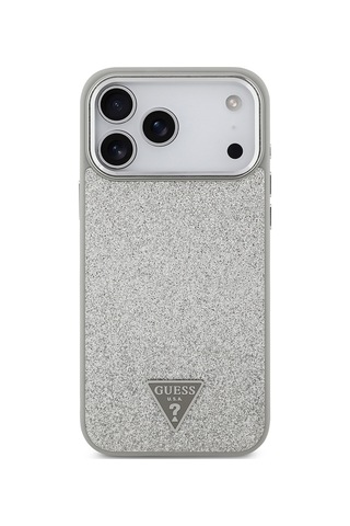 Apple Uyumlu iPhone 17 Pro Max Kılıf Guess Lisanslı M-safeli Metal Kamera Çerçeve Üçgen Logolu Glitter Gri Gri