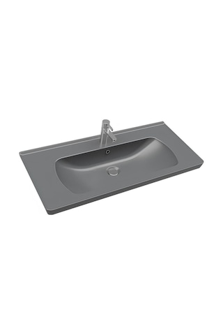 Seramiksan Saturn A142031K Etajer Uyumlu Lavabo Mat Antrasit 100 x 45 CM