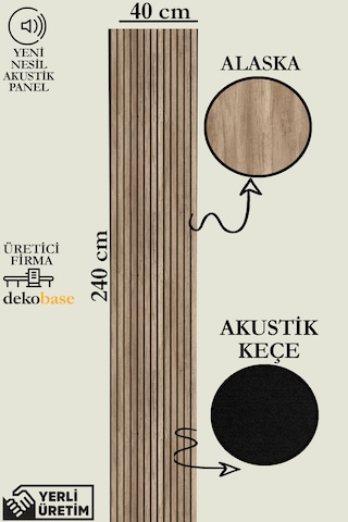 40x240 Cm Koyu Meşe Renk Akustik Ahşap Duvar Paneli