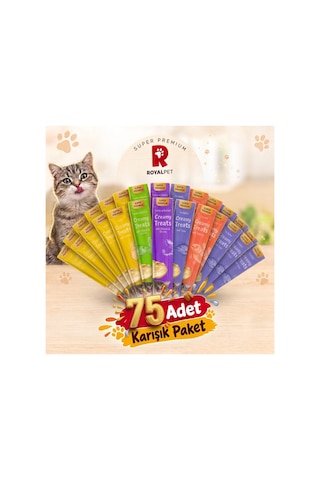 Royal Pet Krema Kedi Ödül Maması Karışık Paket 14 Gr X 75 Adet