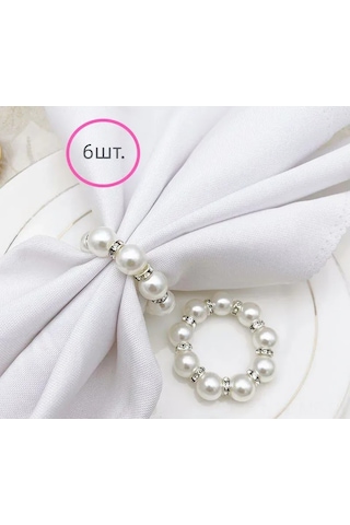 Mufunye 6 Adet Gümüş Renkli Abs Plastik Servis Yüzük Seti - Her Zaman Ve Özel Özel Günler İçin Elegan Masa Düzeni Beyaz