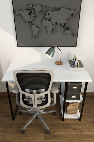 Makbulce Metal Raflı Çalışma Masası Beyaz