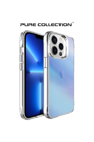 Bix Apple Uyumlu iPhone 13 Pro Max Pure Rainbow Renk Geçişli Şeffaf Kılıf Çizilmeye Dayanıklı Darbe Emici Parmak İzi Önleyici Mavi