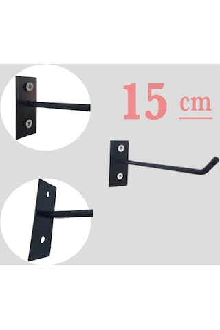 10 Adet 15 Cm Siyah Duvara Ve Suntaya Monte Kanca, Monteli Kanca Siyah