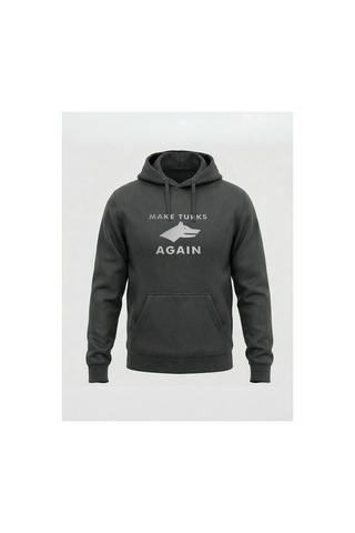 North Whiskers Make Turks Göktürk Again Gümüş Karbon Fiber Baskılı Unisex Hoodie Antrasit - 825672145 Antrasit - 825672145 Antrasit