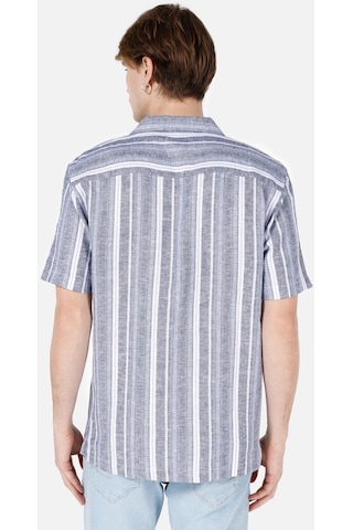 Colin's Colins Normal Kesim Shirt Yaka Çizgili Mavi Erkek Kısa Kol Gömlek Cl1069252 Cl1069252 Q1.v1 Inv İndigo