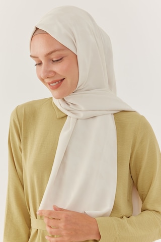 Mirsoy Scarf Kazayağı Desen İpeksi Jakar Şal - Krem Krem
