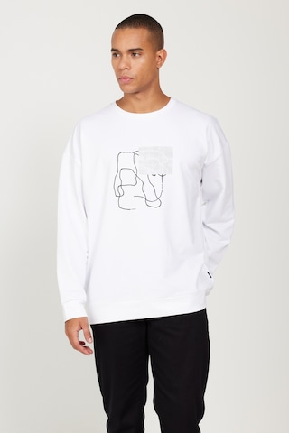 AC&Co / Altınyıldız Classics ERKEK BEYAZ Oversize Fit Geniş Kesim Bisiklet Yaka Baskılı Rahat Sweatshirt Beyaz