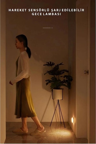 Usb Şarjlı Akıllı Hareket Sensörlü Kablosuz Spot Led Lamba Işık 1 Adet 18073 Sarı