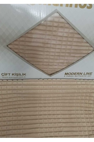 Mocha Çift Kişilik 3 Parça Modernline Yatak Örtüsü Merinos