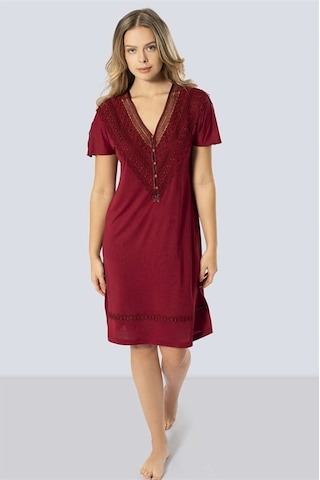 Türen 3282 Güpürlü V Yaka Gecelik - Bordo Bordo
