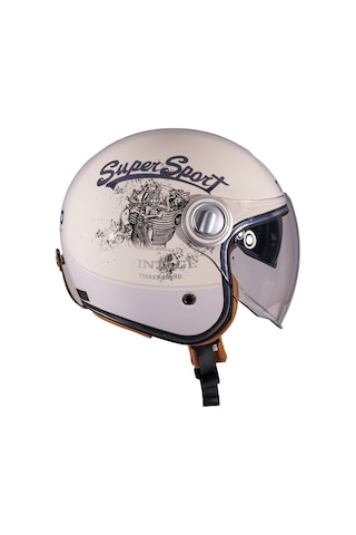 Nukro B-108 Super Sport Yazlık Motosiklet Kaskı Krem Gri