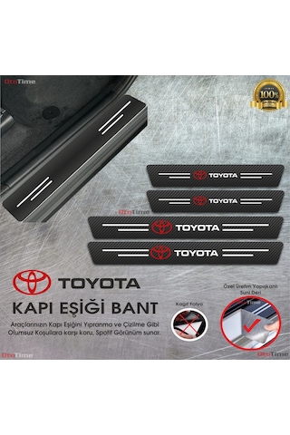 Toyota Logolu Karbon Kapı Eşiği Koruyucu Suni Deri 4'lü