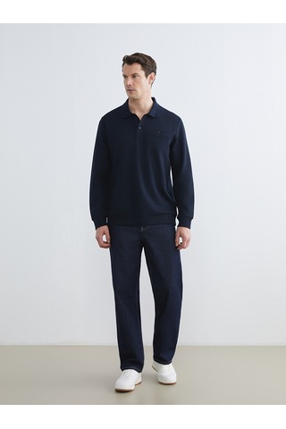 Lcwaıkıkı Classic Lacivert Polo Yaka Erkek Sweatshirt
