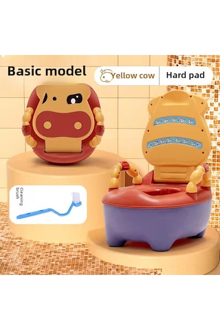 Geeroyoo Evde Kullanım İçin Çocuk Tuvaleti - Bebek Erkek Kız Potty Eğitimi, Konforlu Ve Hijyenik, Ay Sarısı + Fırça Hediyeli