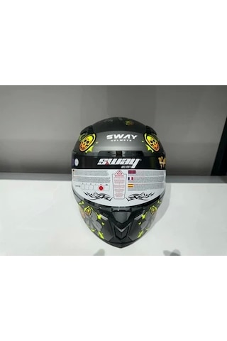 Sway Sw 820 Badboy Full Face Motosiklet Kaskı Gri Sarı Kırmızı