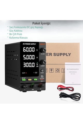 0-60v/5a Ayarlı Dc Güç Kaynağı Voltaj Regülatörü Şarj Fonksiyonlu