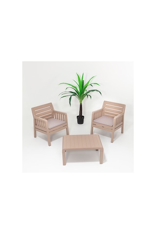 Lara 1+1+S Bahçe Takımı Balkon - Bahçe - Teras Mobilyası / Capp Kahverengi