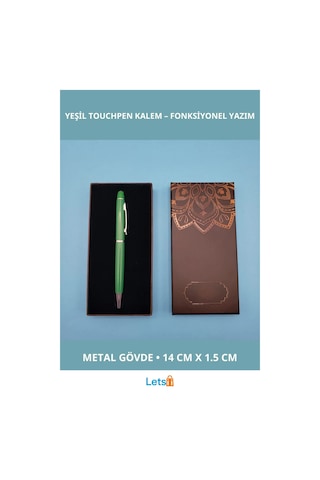 Mandala Desenli Yeşil Touchpen Tükenmez Kalem Şık Hediye Kutulu Çok Renkli