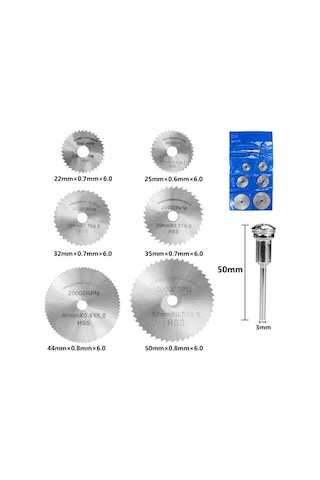 Xindoker Hızlı Çelik 7 Parça Testere Bladesi - Ahşap, Plastik, Alüminyum Kesim İçin - Elektrikli Taşlama Aksesuarı - Gümüş Renk