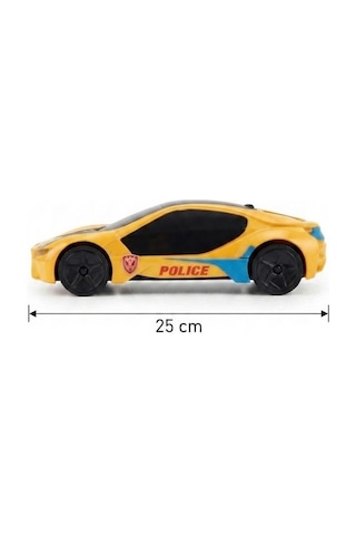Çarp Dön Araba 1:18 Ölçekli 25 Cm Müzikli Ve 3d Işıklı Pilli Eğlenceli Oyuncak Polis Arabası Sarı