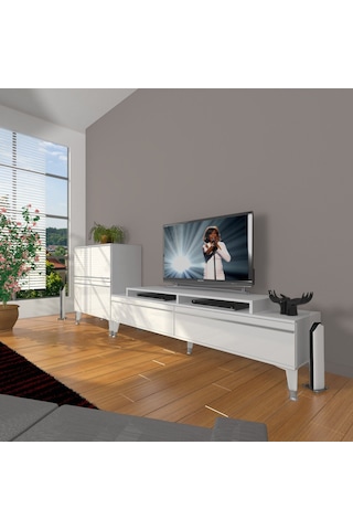Decoraktiv Ekoflex On Mdf Silver Tv Ünitesi Tv Sehpası Beyaz