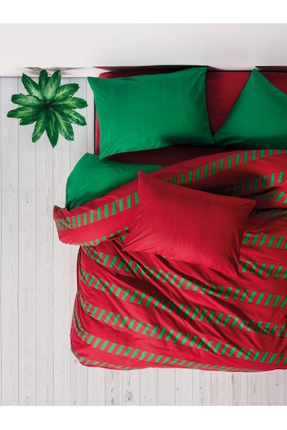 Cozy Home Festive Çift Kişilik Lastikli Çarşaflı Nevresim Takımı Holly Yeşil Yeşil