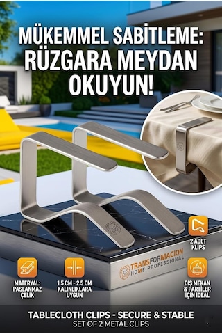 Transformacion 2'li Masa Örtüsü Klipsi - Metal Masa Kelepçesi Masa Örtüsü Sabitleyici, 7430000718290 Diğer