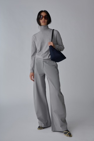 Suud Collection Gri Balıkçı Yaka Triko Kazak