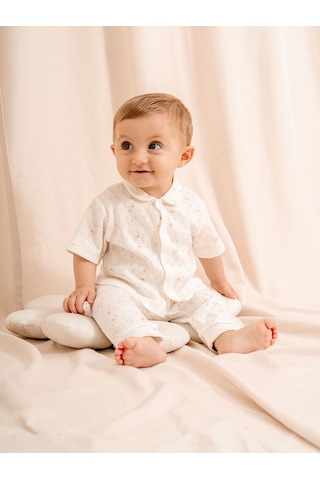 Kidaxi Jakarlı Bebe Yakalı 2 Li Bebek Takımı 3-24 Ay Arası Ekru